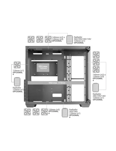 Mars Gaming MCV4 Rosa, Torre Gaming Custom XXL E-ATX, Ventana Cristal Templado Lateral y Frontal Sin Marco, Estructura Modular