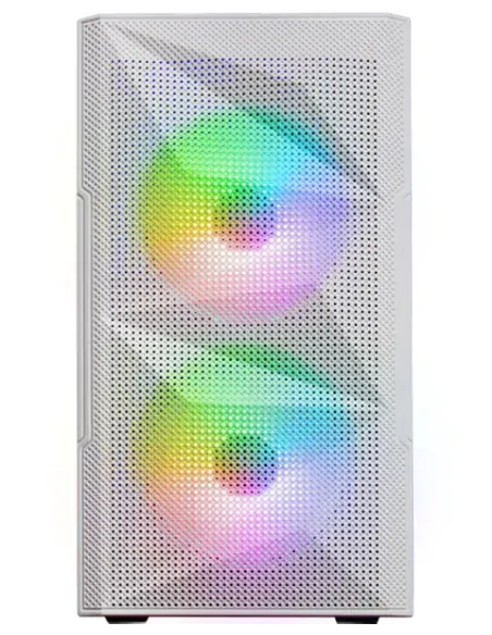 Mars Gaming MC-ME Blanco, Caja Gaming Compacta MicroATX, Ventana Lateral Completa Cristal Templado, Diseño Frontal Total-Mesh