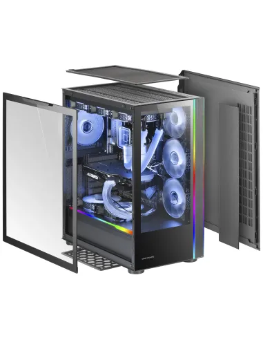Mars Gaming MC-ULT, Caja Gaming Custom XXL E-ATX, Doble Cristal Templado 90º Sin Marco + Puerta Lateral, Soporte Completo