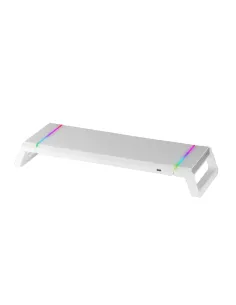 Mars Gaming MGS-ONE Blanco, Soporte Monitor RGB Chroma, Tamaño Ajustable, Soporte Smartphone y Tablet, USB 2.0 Frontal
