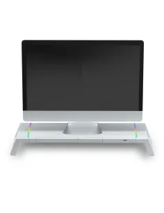 Mars Gaming MGS-ONE Blanco, Soporte Monitor RGB Chroma, Tamaño Ajustable, Soporte Smartphone y Tablet, USB 2.0 Frontal 2