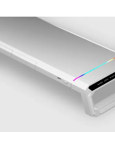 Mars Gaming MGS-ONE Blanco, Soporte Monitor RGB Chroma, Tamaño Ajustable, Soporte Smartphone y Tablet, USB 2.0 Frontal