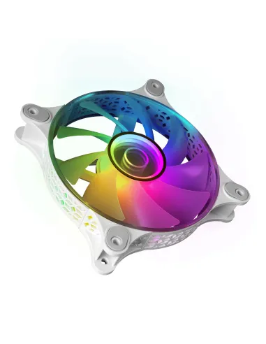 Mars Gaming MF-3DKIT Blanco, Kit 3 Ventiladores ARGB 360° 12cm, Espejo Infinito 3D, Sistema Anti-vibraciones, Controlador ARGB,
