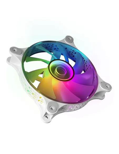 Mars Gaming MF-3DKIT Blanco, Kit 3 Ventiladores ARGB 360° 12cm, Espejo Infinito 3D, Sistema Anti-vibraciones, Controlador ARGB,