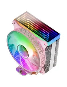 Mars Gaming MCPU-VR Rosa, Disipador CPU, Doble Espejo Infinito ARGB, 4 Heatpipes HCT, TDP 180W, Ventilador Ultra-silencioso PWM 2