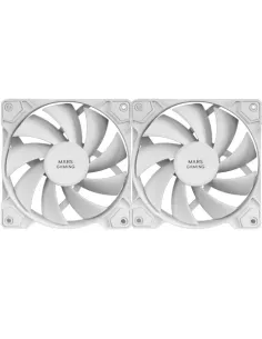 Mars Gaming MF-PWMX2 Blanco, Kit 2 Ventiladores 120mm, Ultra silenciosos FDB 12dB, Sistema Anti-vibraciones, Sistema PWM