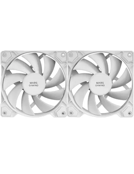Mars Gaming MF-PWMX2 Blanco, Kit 2 Ventiladores 120mm, Ultra silenciosos FDB 12dB, Sistema Anti-vibraciones, Sistema PWM