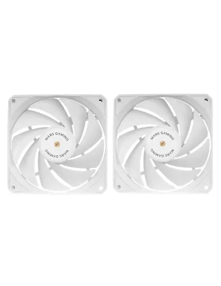 Mars Gaming MF-NCLX2, Kit 2x Ventiladores Ultrasilenciosos 120mm, Diseño Aspas Híbridas, Ventiladores 2en1 con Rodamiento FDB