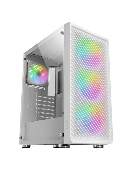 Mars Gaming MC-F, Semitorre Gaming ATX, Ventana Completa Cristal Templado, Frontal Metal-Mesh, 4X Ventiladores ARGB 120mm,