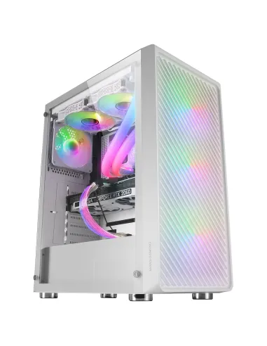 Mars Gaming MC-F, Semitorre Gaming ATX, Ventana Completa Cristal Templado, Frontal Metal-Mesh, 4X Ventiladores ARGB 120mm,