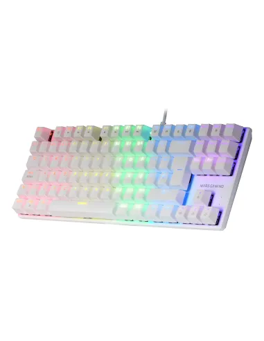 Mars Gaming MK80 Blanco, Teclado Gaming Mecánico TKL FRGB, Antighosting, Switch Mecánico Rojo, Idioma Italiano
