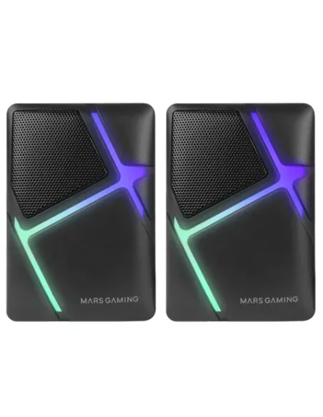 Mars Gaming MS-H, Altavoces Gaming RGB Flow, Drivers Invertidos y Sonido 3D-Surround 10W, Altavoces Compactos con Caja de
