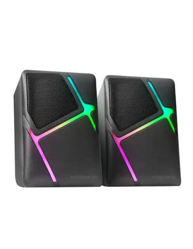 Mars Gaming MS-H, Altavoces Gaming RGB Flow, Drivers Invertidos y Sonido 3D-Surround 10W, Altavoces Compactos con Caja de