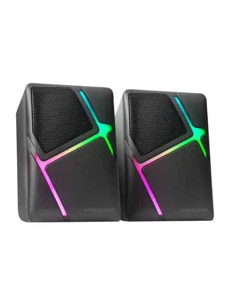 Mars Gaming MS-H, Altavoces Gaming RGB Flow, Drivers Invertidos y Sonido 3D-Surround 10W, Altavoces Compactos con Caja de