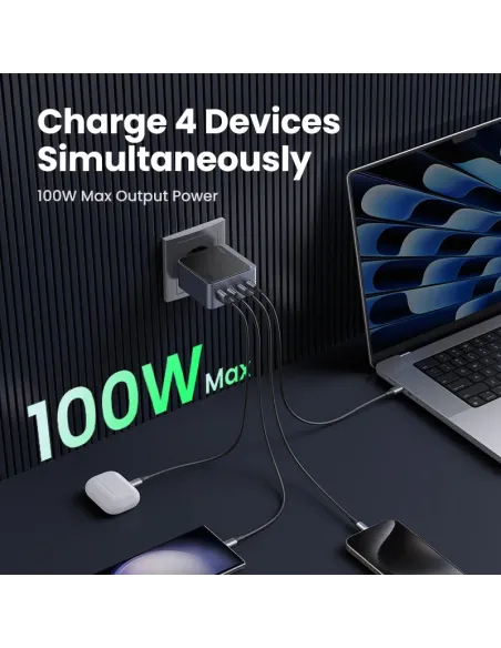 Ugreen Nexode S 100W 4-Port GaN Fast Charger EU gray Ordenador portátil, Teléfono móvil, Portátil, Batería portátil, Tableta