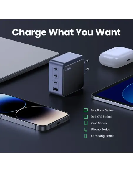 Ugreen Nexode S 100W 4-Port GaN Fast Charger EU gray Ordenador portátil, Teléfono móvil, Portátil, Batería portátil, Tableta