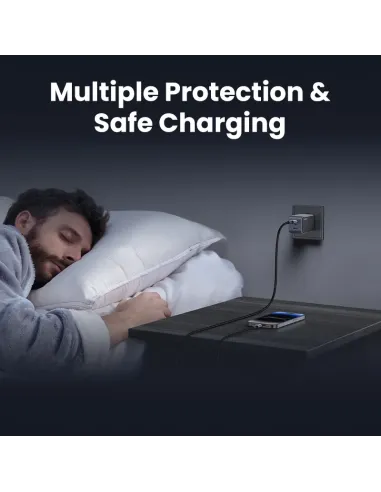 Ugreen Nexode Air 65W sieninis kroviklis, USB + 2x USB-C pilkos spalvos Ordenador portátil, Teléfono móvil, Ratón, Portátil,