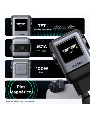 Ugreen 45515B cargador de dispositivo móvil Ordenador portátil, Teléfono móvil, Portátil, Batería portátil, Teléfono Gris