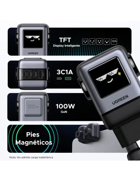 Ugreen 45515B cargador de dispositivo móvil Ordenador portátil, Teléfono móvil, Portátil, Batería portátil, Teléfono Gris