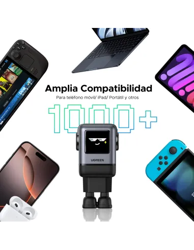 Ugreen 45515B cargador de dispositivo móvil Ordenador portátil, Teléfono móvil, Portátil, Batería portátil, Teléfono Gris
