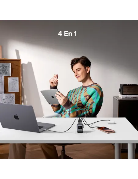 Ugreen 45515B cargador de dispositivo móvil Ordenador portátil, Teléfono móvil, Portátil, Batería portátil, Teléfono Gris