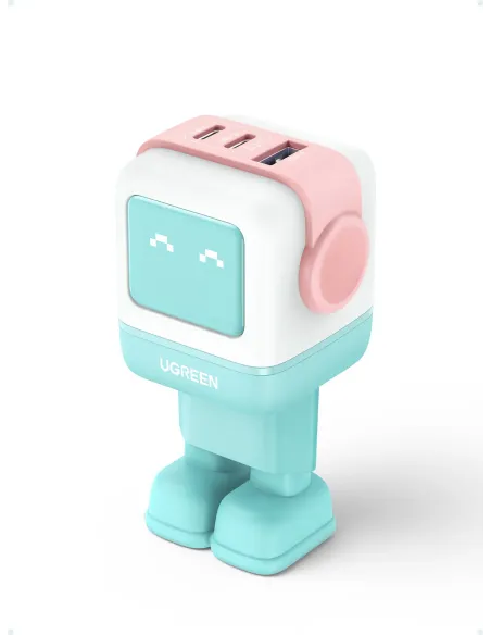 Ugreen Uno RG 65W 3-Port GaN Fast Charger pink blue Ordenador portátil, Teléfono móvil, Portátil, Tableta, Teléfono Azul