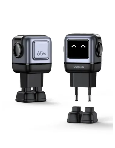 Ugreen Nexode RG 65W 3-Port GaN Ordenador portátil, Teléfono móvil, Portátil, Batería portátil, Teléfono Gris Corriente alterna