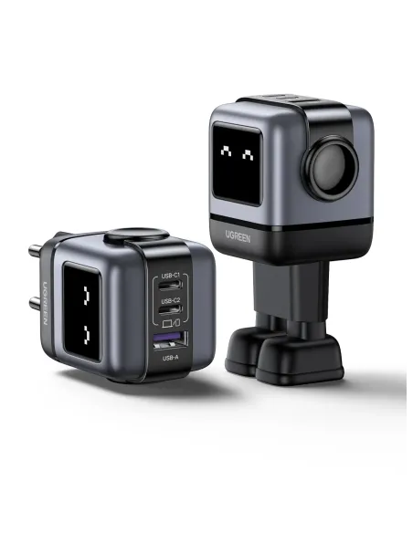 Ugreen Nexode RG 65W 3-Port GaN Ordenador portátil, Teléfono móvil, Portátil, Batería portátil, Teléfono Gris Corriente alterna