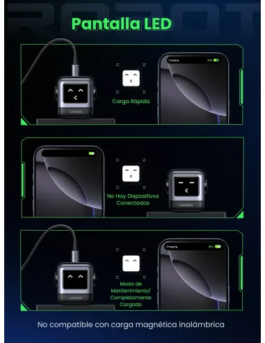 Ugreen Nexode RG 65W 3-Port GaN Ordenador portátil, Teléfono móvil, Portátil, Batería portátil, Teléfono Gris Corriente alterna