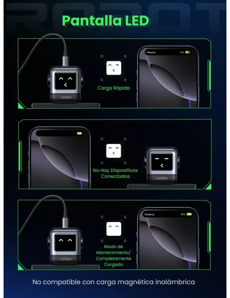 Ugreen Nexode RG 65W 3-Port GaN Ordenador portátil, Teléfono móvil, Portátil, Batería portátil, Teléfono Gris Corriente alterna