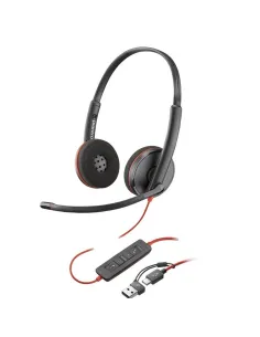 Auriculares poly blackwire 3220 estéreo usb - c negro + adaptador usb - c - a (paquete)