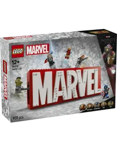 Lego marvel logotipo y figuras