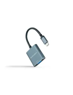 Nanocable Conversor USB-C a VGA, USB-C/M-VGA/H, Aluminio, Gris, 10 cm