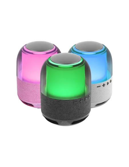 Mars Gaming MS-FLOW, Altavoz Portátil Bluetooth 15W, Iluminación Orbilight RGB 360°, Sonido Potente con Driver DeepBass 57mm,