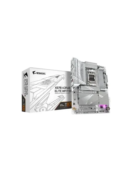 GIGABYTE X870 AORUS ELITE WIFI7 ICE Placa Base - Compatible con CPUs AMD Ryzen 9000, 16+2+2 fases VRM digital, hasta 8000MHz DDR