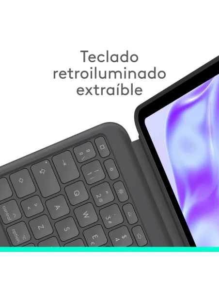 Logitech Combo Touch, funda con teclado, iPad Pro 13 pulgadas (M4)(2024) - Teclado retroiluminado extraíble con soporte