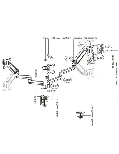 Equip Soporte de sobremesa para monitor triple de 17"-27