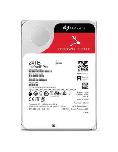 Seagate IronWolf Pro ST24000NT002 disco duro interno 24 TB 7200 RPM 512 MB 3.5" Serial ATA III