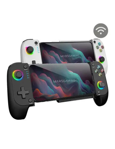 Mars Gaming MGPX, Gamepad Bluetooth 5.0 2en1, RGB Neon, Vibración Dual y Función Turbo, Soporte Smartphone Hasta 6.8", Mando