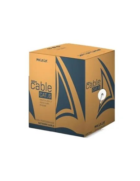 Bobina cable red solido phasak utp cat.6 awg23 cca 305m gris