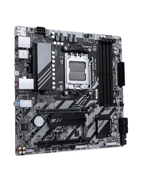 GIGABYTE B840M DS3H Placa base - Procesadores AMD Ryzen 9000, VRM de 8+2+2 fases, hasta 8200 MHz DDR5, 2xPCIe 4.0 M.2, LAN