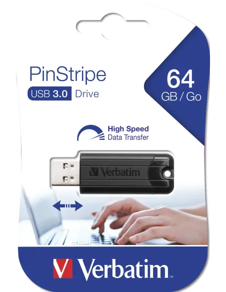 Verbatim PinStripe 3.0 - Unidad USB 3.0 de 64 GB  - Negro