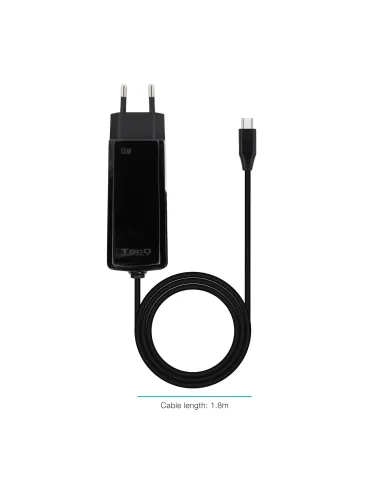 TooQ Cargador de portátil GAN USB-C PD 45W, Negro