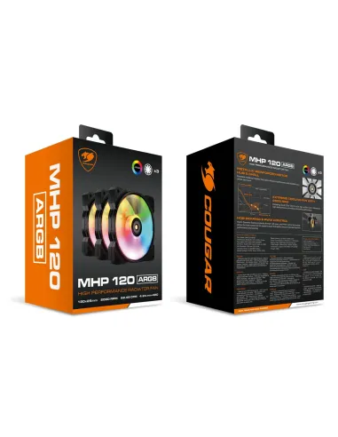 COUGAR Gaming CF-MHP12HB3-RGB Carcasa del ordenador Refrigerador de aire 12 cm Negro, Blanco 3 pieza(s)