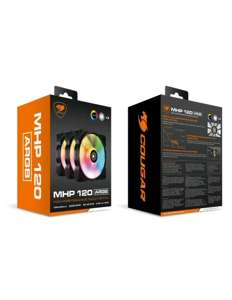 COUGAR Gaming CF-MHP12HB3-RGB Carcasa del ordenador Refrigerador de aire 12 cm Negro, Blanco 3 pieza(s)