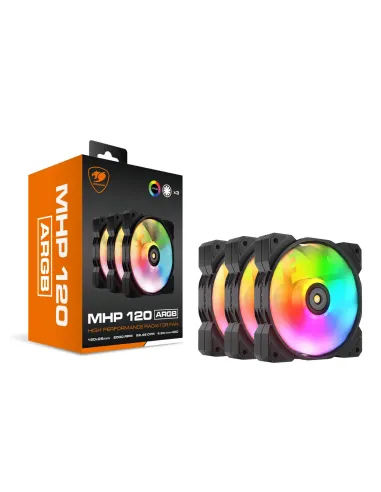 COUGAR Gaming CF-MHP12HB3-RGB Carcasa del ordenador Refrigerador de aire 12 cm Negro, Blanco 3 pieza(s)