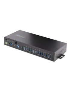 StarTech.com Hub Ladrón USB 3.0 5Gb de 16 Puertos Industrial - Metal - Montaje en Rack Superficie DIN - Carga Compartida USB