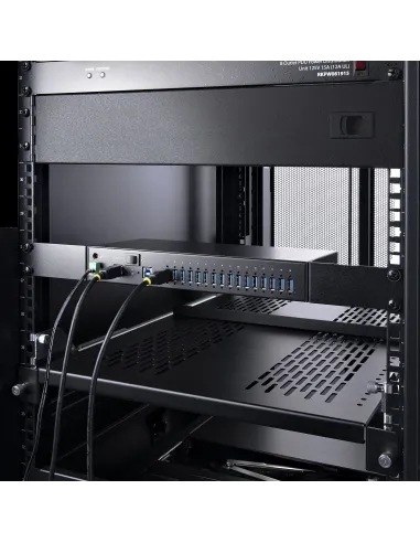 StarTech.com Hub Ladrón USB 3.0 5Gb de 16 Puertos Industrial - Metal - Montaje en Rack Superficie DIN - Carga Compartida USB