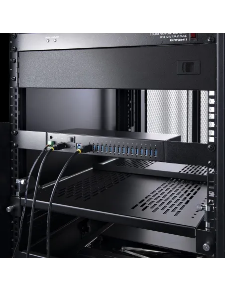 StarTech.com Hub Ladrón USB 3.0 5Gb de 16 Puertos Industrial - Metal - Montaje en Rack Superficie DIN - Carga Compartida USB