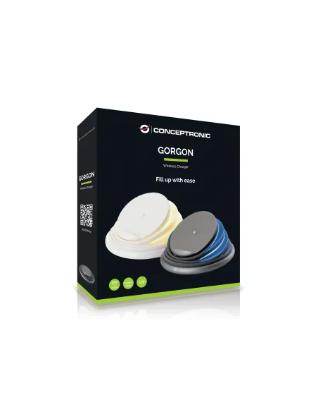 Conceptronic GORGON02W cargador de dispositivo móvil Universal Blanco USB Cargador inalámbrico Carga rápida Interior